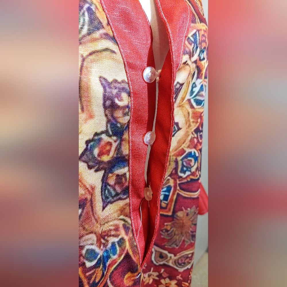 Elegant Red Floral Women's Tunic - Picture 3 of 12